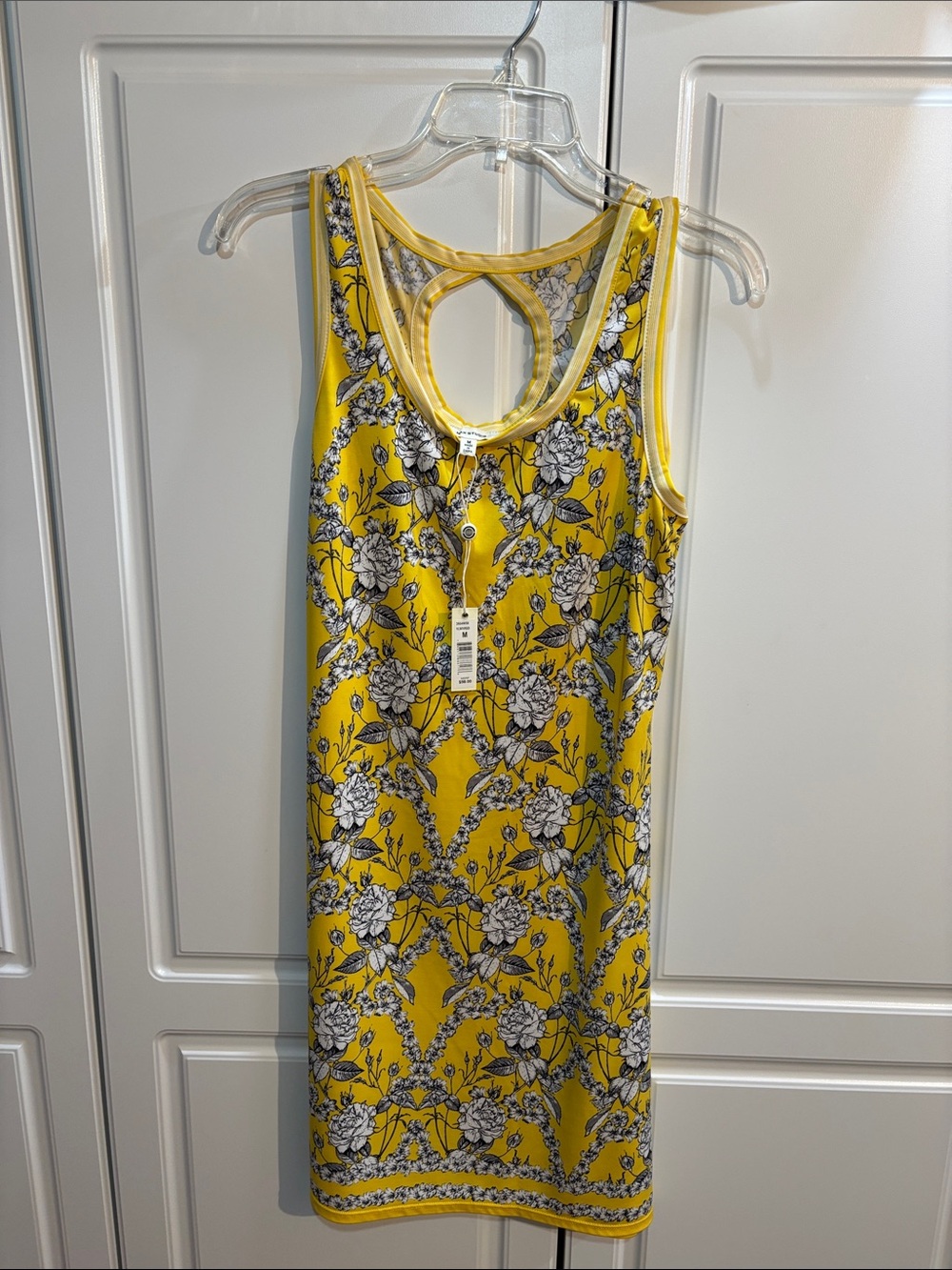 MaxStudio Yellow Floral Keyhole Tank Dress